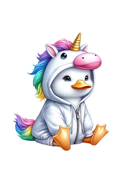 StoryGift Romania Sticker Autocolant 70CM cu o ratusca in costum de unicorn, ...