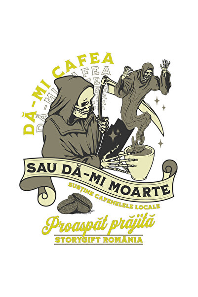 StoryGift Romania Sticker Adeziv 90CM Adeziv Da-mi cafea sau da-mi moarte ene...