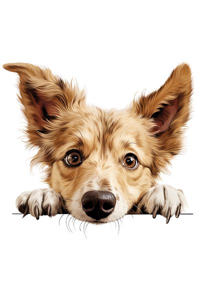 StoryGift Romania Sticker Adeziv 90CM cu un caine sfios care se uita peste gard, ilustratie, gheare, labute, pen