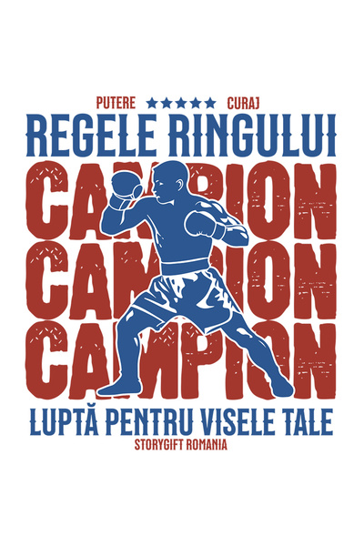 StoryGift Romania Sticker Eticheta 50CM Adeziv Om facand box, sport de contact text REGELE RINGULUI LUPTA PENTRU