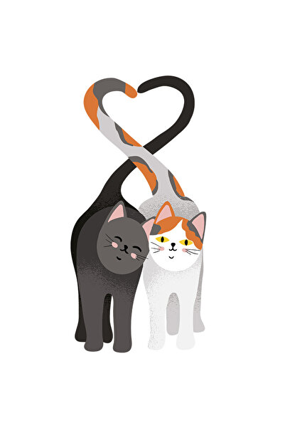 StoryGift Romania Sticker Adeziv 90CM Cu Pisci Indragostite, Inima Formata Din Cozile Lor, Animale Blanoase, Pis