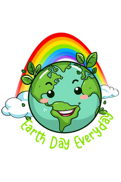 StoryGift Romania Sticker Adeziv 90CM cu mesajul "Earth day everyday", ilustr...