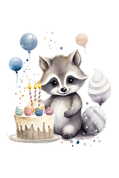 StoryGift Romania Sticker Eticheta 50CM cu un pui de raton vesel, ilustratie,...