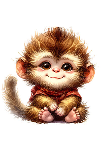 StoryGift Romania Sticker Adeziv 90CM cu o maimutica vesela, ilustratie, fula...