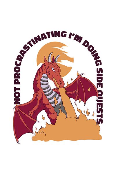 StoryGift Romania Sticker Cu Mesaj Amuzant In Engleza Not Procrastinating I'm Doing Side Quests, Dragon, Apu