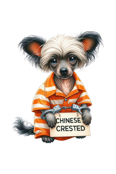 StoryGift Romania Sticker Eticheta 50CM cu un catel Chinese Crested la puscar...