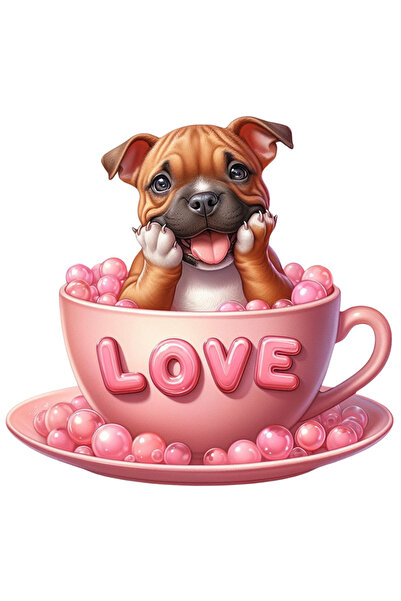 StoryGift Romania Sticker Cu Un Catel Jucaus Care Sta Intr-o Ceasca Pe Care S...