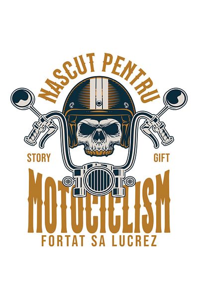 StoryGift Romania Sticker Autocolant 70CM cu Iubitorii de Motocicleta Casca Protectie Craniu Dinti De Aur Pasiun