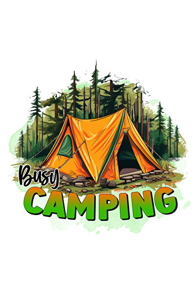 StoryGift Romania Sticker Autocolant 70CM cu mesajul "Busy camping", calatori...