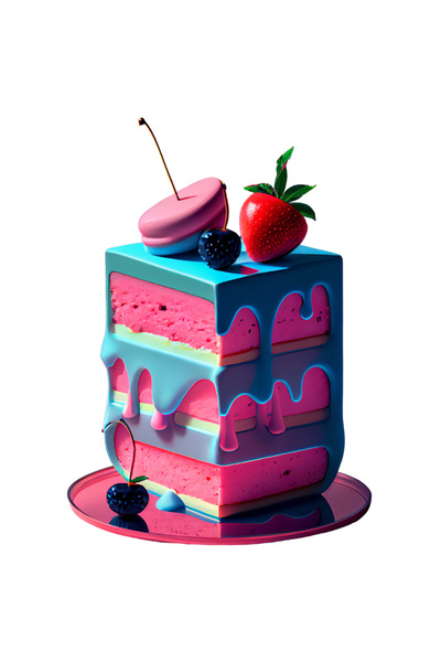 StoryGift Romania Sticker Autocolant 70CM Cu Tort, Desert, Fructe, Macaroon, Capsuna, Glazura, cu Margini Albe,