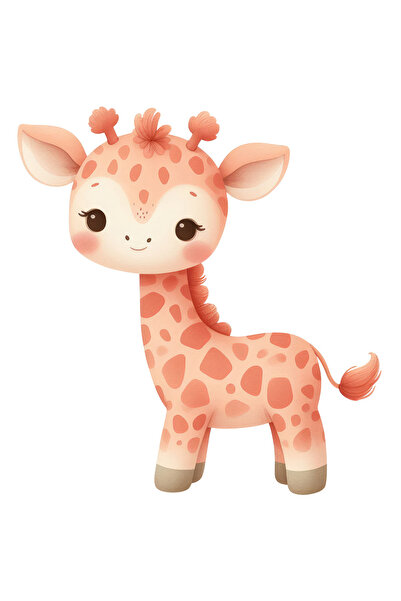 StoryGift Romania Sticker Eticheta 40CM cu o girafa vesela, ilustratie, pentr...