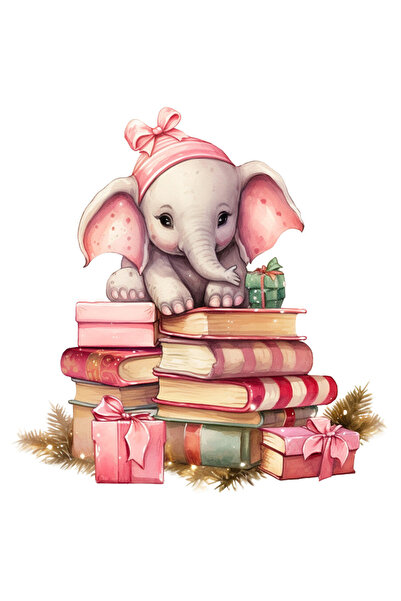 StoryGift Romania Sticker Cu Un Pui De Elefant Care Sta Pe Niste Teancuri Cu ...