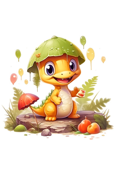 StoryGift Romania Sticker Adeziv 90CM cu un dinozaur galben, micut, ilustrati...