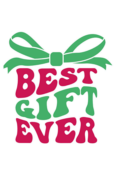 StoryGift Romania Sticker Autocolant 70CM Cu Text In Engleza Best Gift Ever Forma Cutie Cadou, Funda verde, Iubi