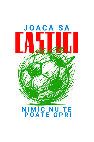 StoryGift Romania Sticker Adeziv 90CM cu Minge Fotbal Abstract Sport In Echip...