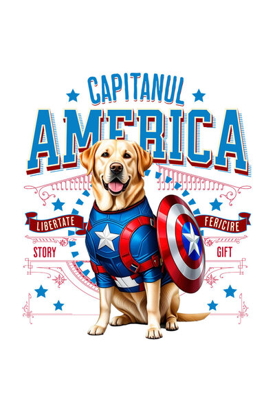 StoryGift Romania Sticker 70CM with Labrador Retriever Dog in Captain America Costume with Cape,