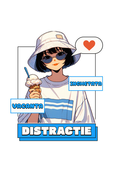 StoryGift Romania Sticker Adeziv 90CM cu Fata Stil Asiatic Cu Palarie Si Ingh...