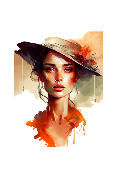 StoryGift Romania Sticker Autocolant 70CM Cu Pictura Portret Fata Bruneta Pal...