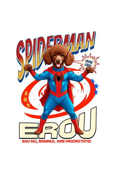 StoryGift Romania Sticker Adeziv 90CM cu Pudel / Poodle Caine In Costum de SpiderMan cu Pelerina, Erou Nocturn,