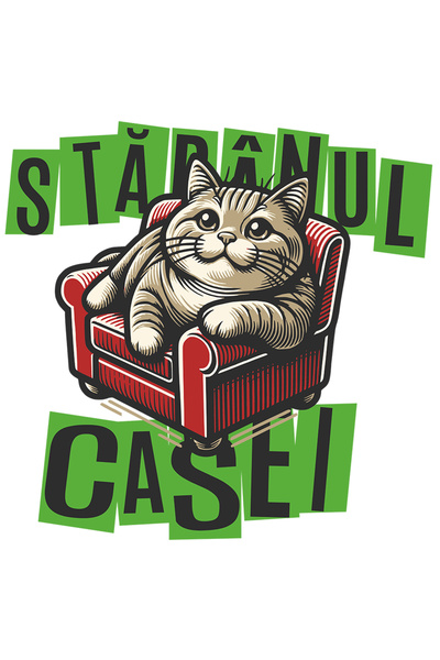 StoryGift Romania Sticker Adeziv Pisica Pe Canapea Mesaj Haios Stapanul Casei...