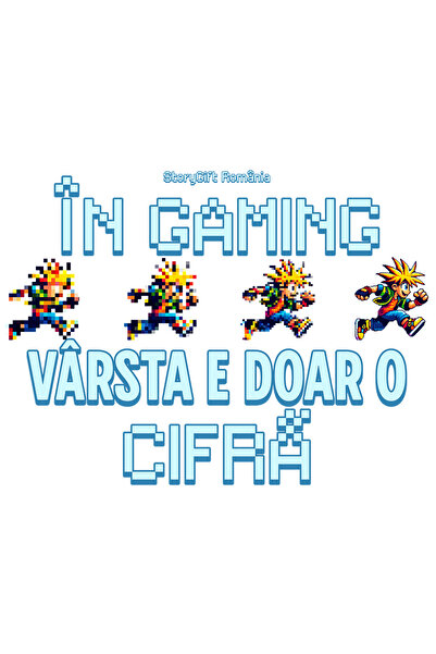 StoryGift Romania Sticker Autocolant 70CM Adeziv joc video in gaming, varsta e doar o cifra cu Margini Albe, PVC