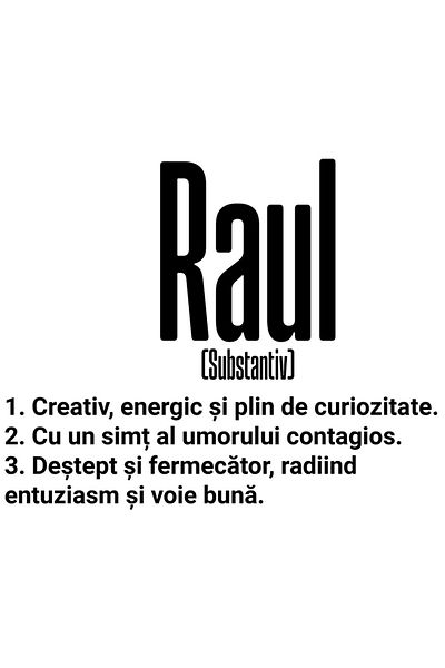 StoryGift Romania Sticker Eticheta 50CM Cu Numele Raul, Cu Mesaj Motivational, Creativ, Energic, Curios, Destept