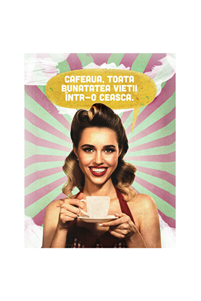 StoryGift Romania Sticker Eticheta 40CM Cu Mesaj Cafeaua, Toata Bunatatea Vie...