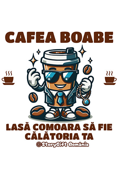 StoryGift Romania Sticker Autocolant 70CM Adeziv cafea boabe pahar in costum ...