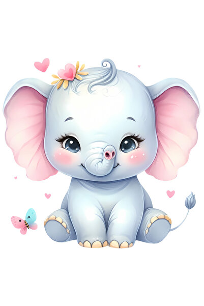 StoryGift Romania Sticker Eticheta 50CM cu o femela elefant, ilustratie, micu...