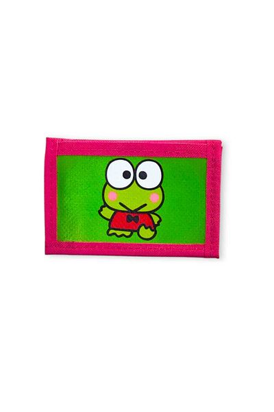 Bebek Özel Velcro Girl's Wallet Zippered Wallet Colorful Keroppi Green Frog Printed Wallet