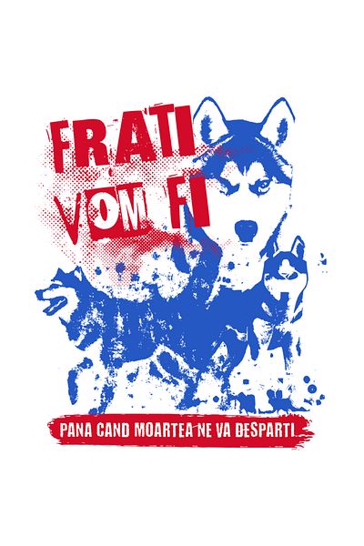 StoryGift Romania Sticker Eticheta 50CM Adeziv Lupi, text frati vom fi pana la moarte cu Margini Albe, PVC Vinyl