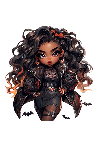 StoryGift Romania Sticker 28 Cm Cu O Fata De Culoare, Ilustratie, Frumusica, Lilieci, Par Lung, Machiata, Geaca, R