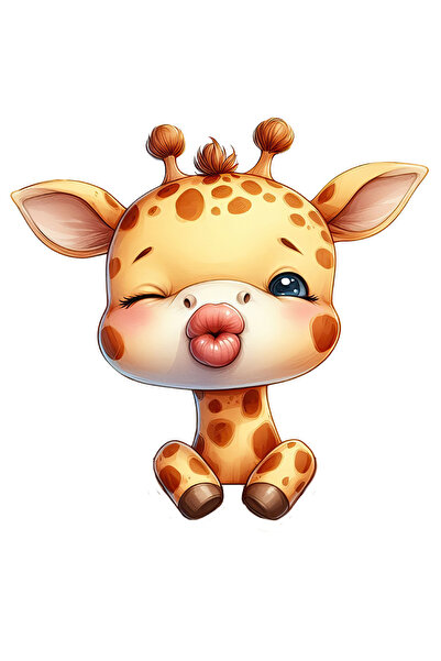 StoryGift Romania Sticker Autocolant 70CM cu o girafa care da un pupic, ilust...