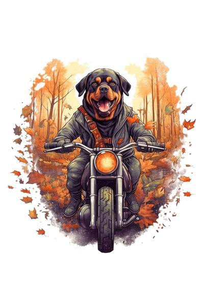 StoryGift Romania Sticker Cu Un Catel Rottweiler Pe Motocicleta, Ilustratie, ...