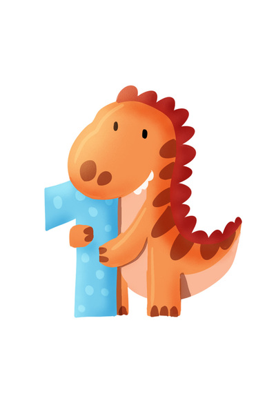 StoryGift Romania Sticker Cu Un Dinozaur Cu Cifra 1, Ilustratie, Pentru Copii...