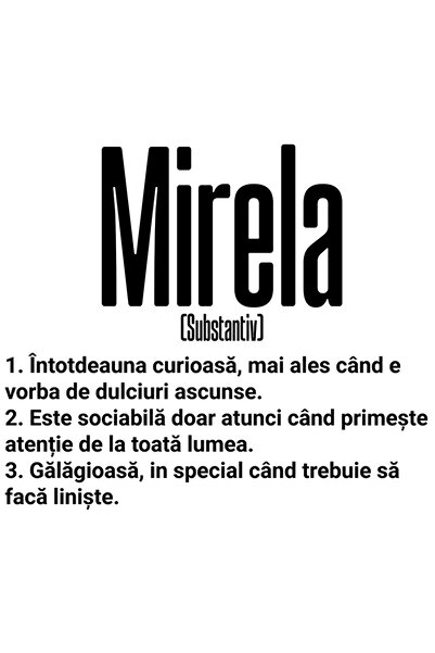 StoryGift Romania Sticker Eticheta 50CM Cu Numele Mirela, si Mesaj Amuzant, C...