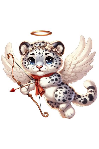 StoryGift Romania Sticker 70CM with a white tiger Cupid, illustration, archery, wings, lovers