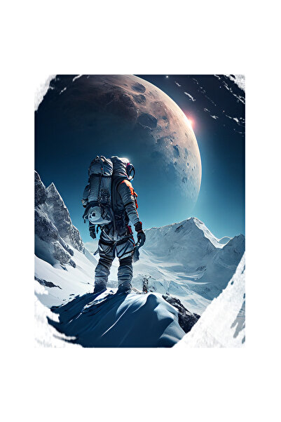 StoryGift Romania Sticker Adeziv 90CM Cu Astronaut Privind De Pe O Stanca Spr...