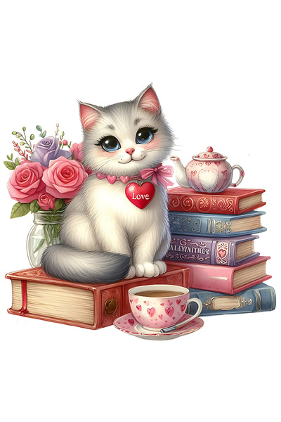 StoryGift Romania Sticker Autocolant 70CM cu o pisicuta vesela, alba, cenusie...