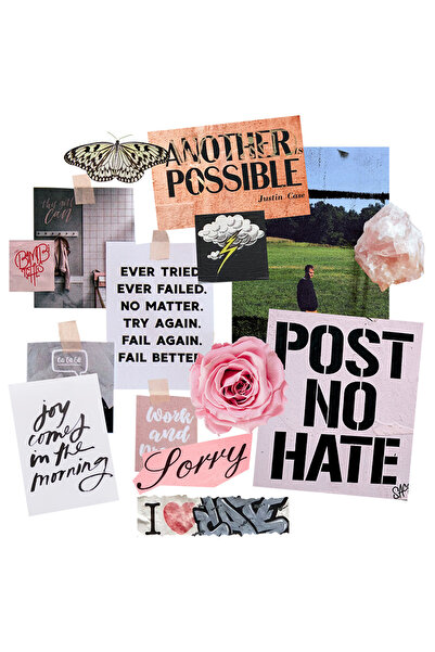 StoryGift Romania Sticker Adeziv 90CM Cu Postere Diverse, Mesaj In Engleza Po...