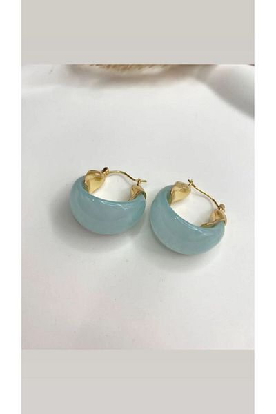ZRN AKSESUAR Earrings Water Green Gold Color Stylish Brand Model Hook Earrings