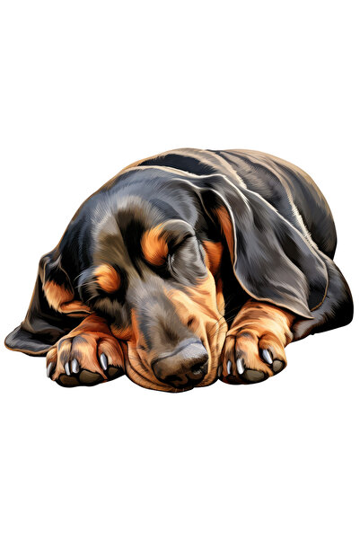 StoryGift Romania Sticker Autocolant 70CM cu un catel Dachshund care doarme, ilustratie, somn adanc, oboseala, l