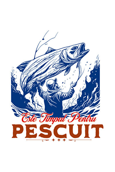 StoryGift Romania Sticker Cu Silueta Barbat Cu Peste Imens Hobby Text In Limb...