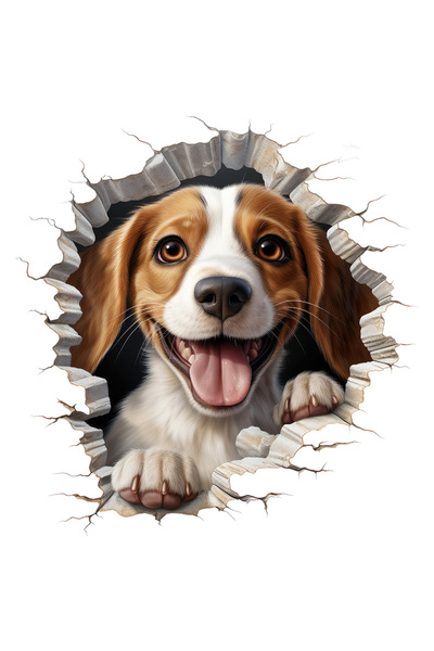 StoryGift Romania Sticker Adeziv 90CM cu un catel curios care se uita printr-...