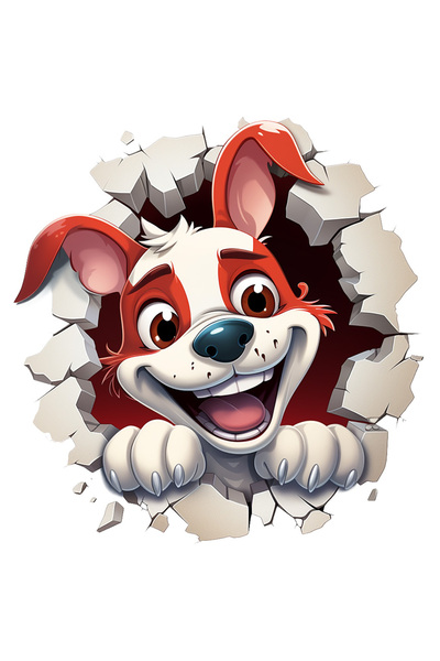 StoryGift Romania Sticker Adeziv 90CM cu un catel nebunatic, ilustratie, scoa...