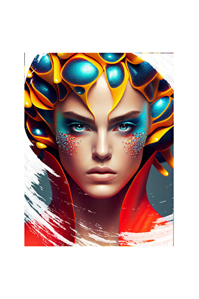 StoryGift Romania Sticker Autocolant 70CM Cu Portret Make Up Margele, Palarie...