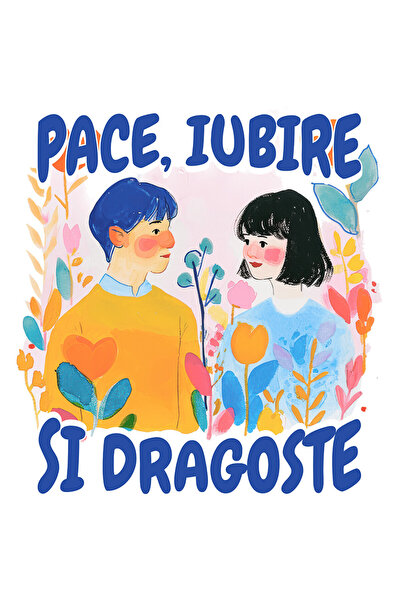 StoryGift Romania Sticker cu Cuplu Arta Stil Pictura text pace Iubire Si Drag...