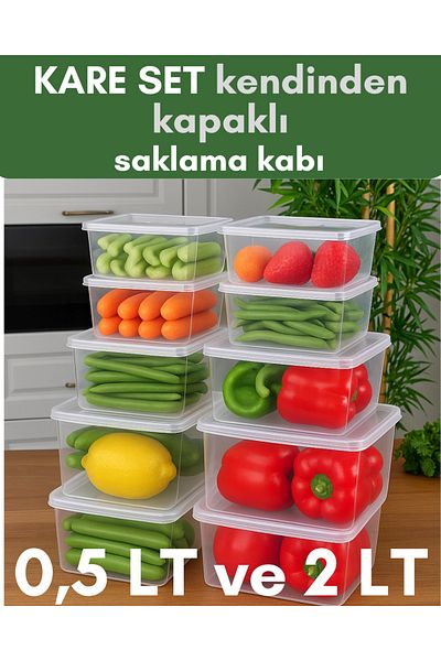 ALPY E TRADE Set of 20 Square Storage Containers ❄️   (10X500Ml + 10X2000Ml) – Freezer Compatible, with Lid, Practical!