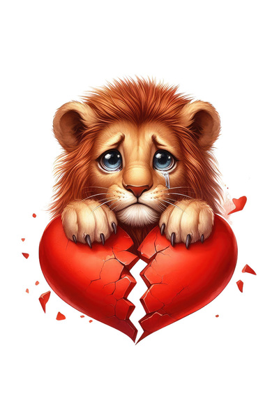 StoryGift Romania Sticker Adeziv 90CM cu un leut trist care tine o inima rupta, ilustratie, dezamagire, desparti