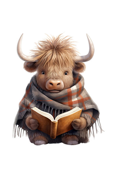 StoryGift Romania Sticker Eticheta 40CM cu un zimbru uimit care citeste, ilustratie, carte, lectura, frig, pentr